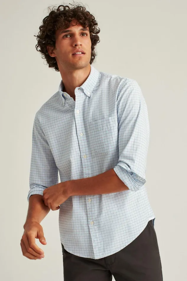 Men Business Casual Shirts Bonobos Everyday Oxford Shirt Blue Nickel Check