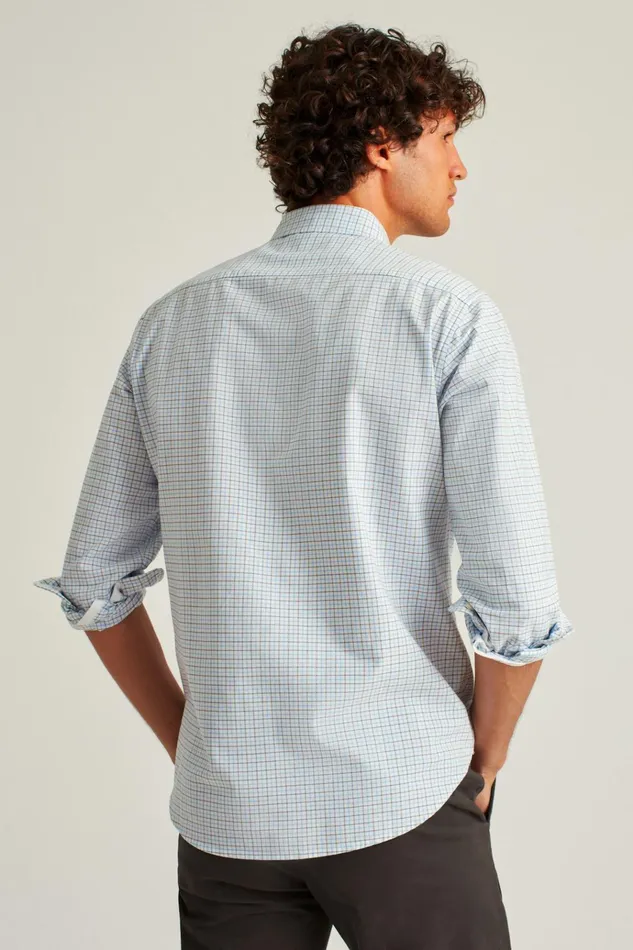 Men Business Casual Shirts Bonobos Everyday Oxford Shirt Blue Nickel Check