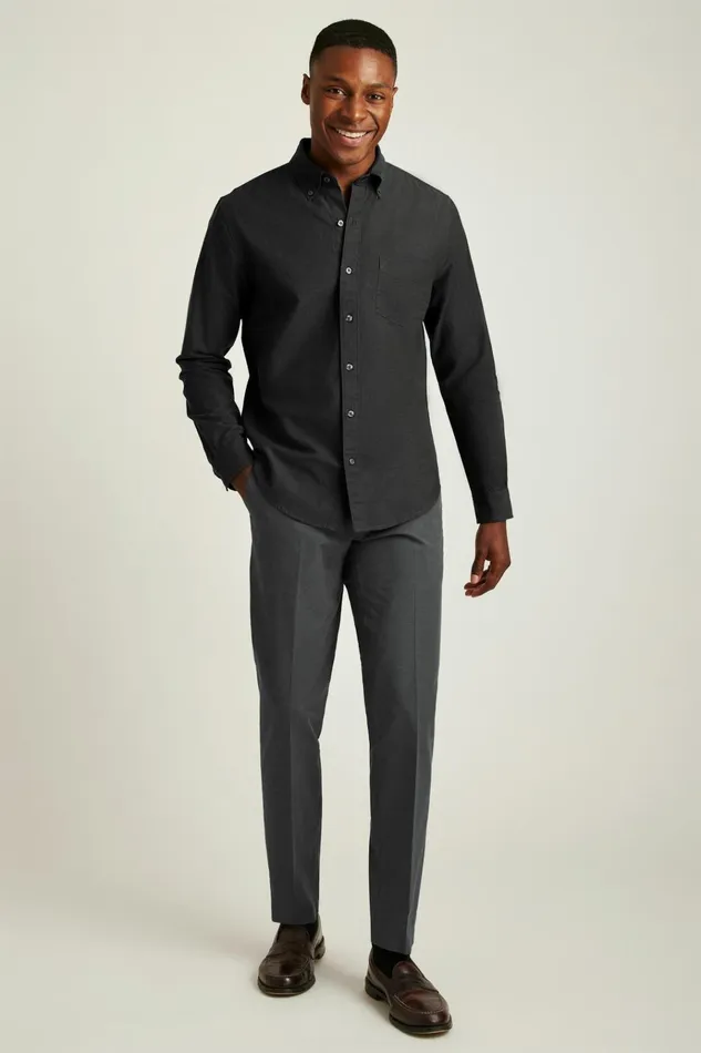Men Business Casual Shirts Bonobos Everyday Oxford Shirt Darkest Charcoal