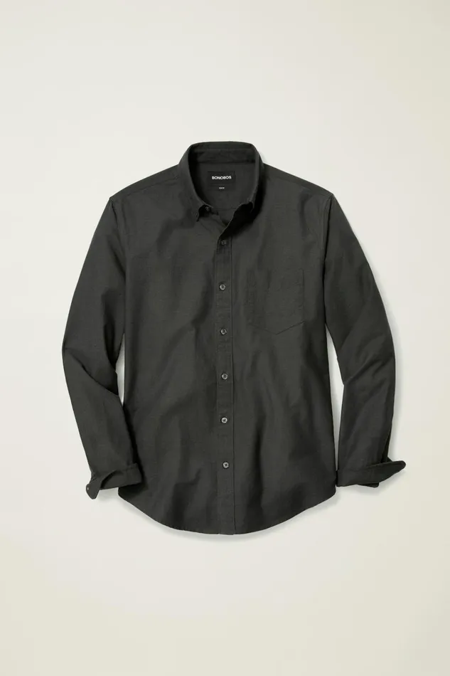 Men Business Casual Shirts Bonobos Everyday Oxford Shirt Darkest Charcoal