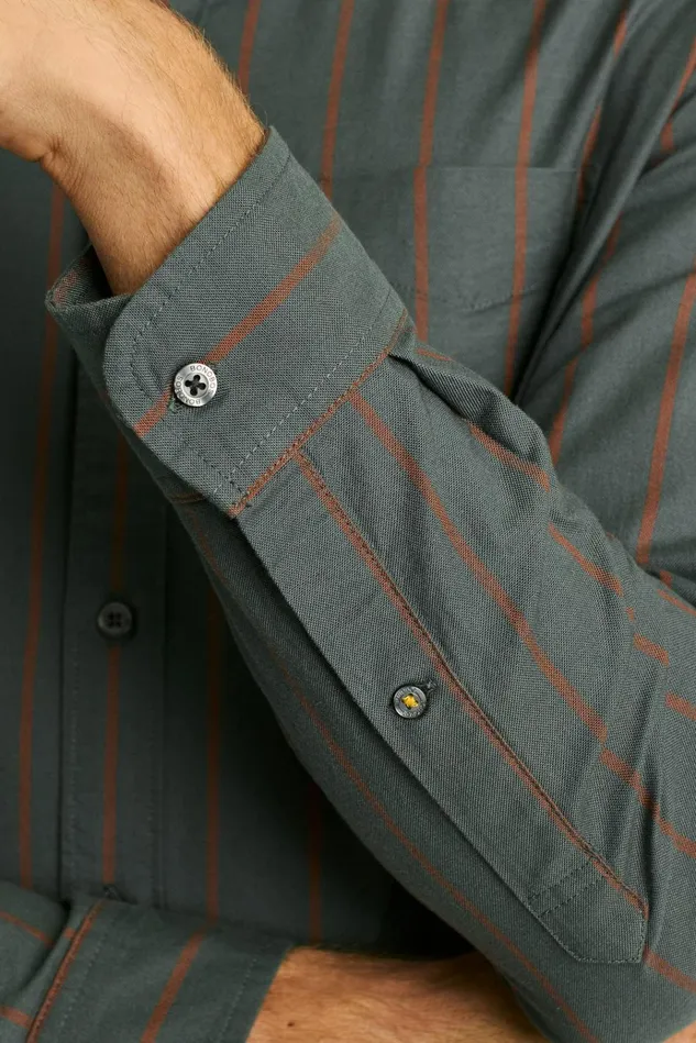 Men Business Casual Shirts Bonobos Everyday Oxford Shirt Green Rust Stripe