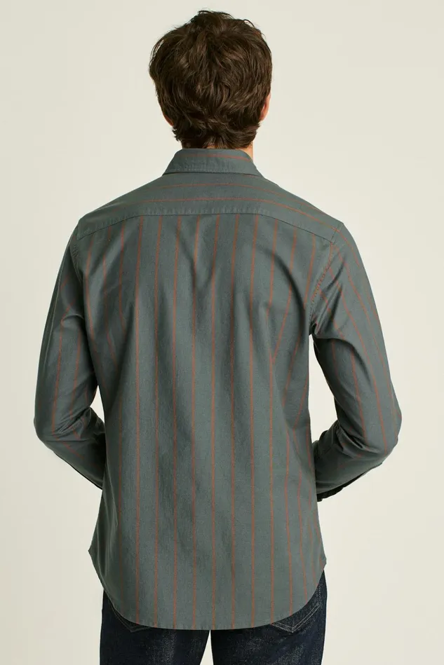 Men Business Casual Shirts Bonobos Everyday Oxford Shirt Green Rust Stripe