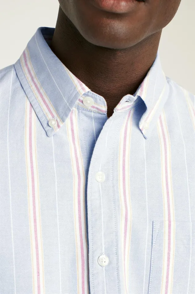 Men Business Casual Shirts Bonobos Everyday Oxford Shirt Hazy Blue Milos Stripe