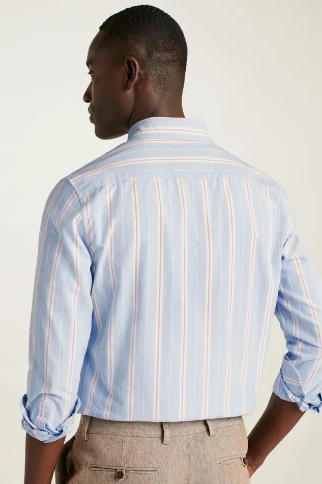 Men Business Casual Shirts Bonobos Everyday Oxford Shirt Hazy Blue Milos Stripe
