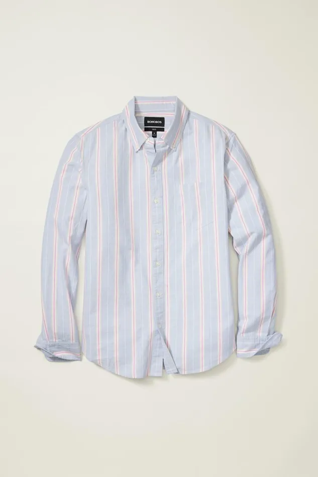 Men Business Casual Shirts Bonobos Everyday Oxford Shirt Hazy Blue Milos Stripe
