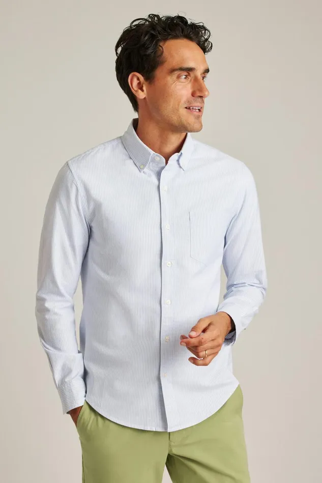 Men Business Casual Shirts Bonobos Everyday Oxford Shirt Lilac Chelsea Stripe