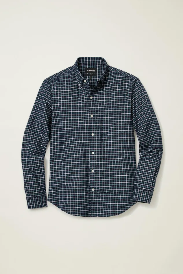 Men Business Casual Shirts Bonobos Everyday Oxford Shirt Navy Larchmont Plaid