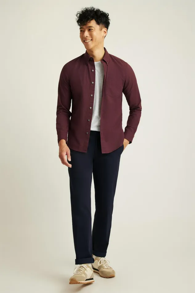 Men Business Casual Shirts Bonobos Everyday Oxford Shirt Port Wine