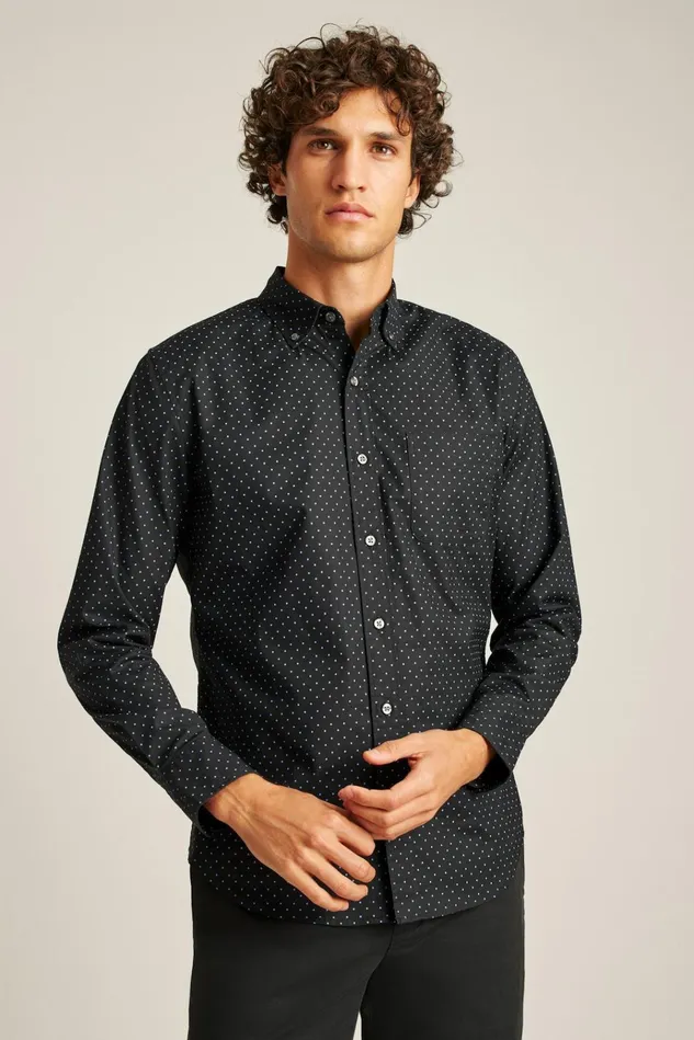Men Business Casual Shirts Bonobos Everyday Shirt Black Blue Dot