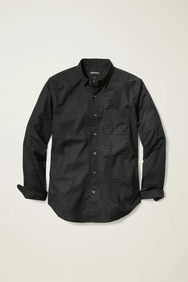 Men Business Casual Shirts Bonobos Everyday Shirt Black Blue Dot