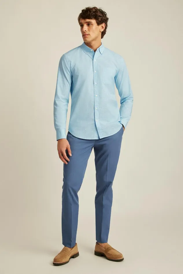 Men Business Casual Shirts Bonobos Everyday Shirt Blue Chambray Dobby Dot