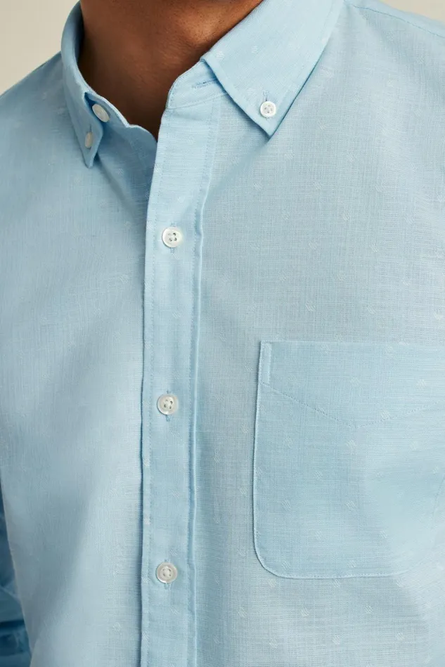 Men Business Casual Shirts Bonobos Everyday Shirt Blue Chambray Dobby Dot