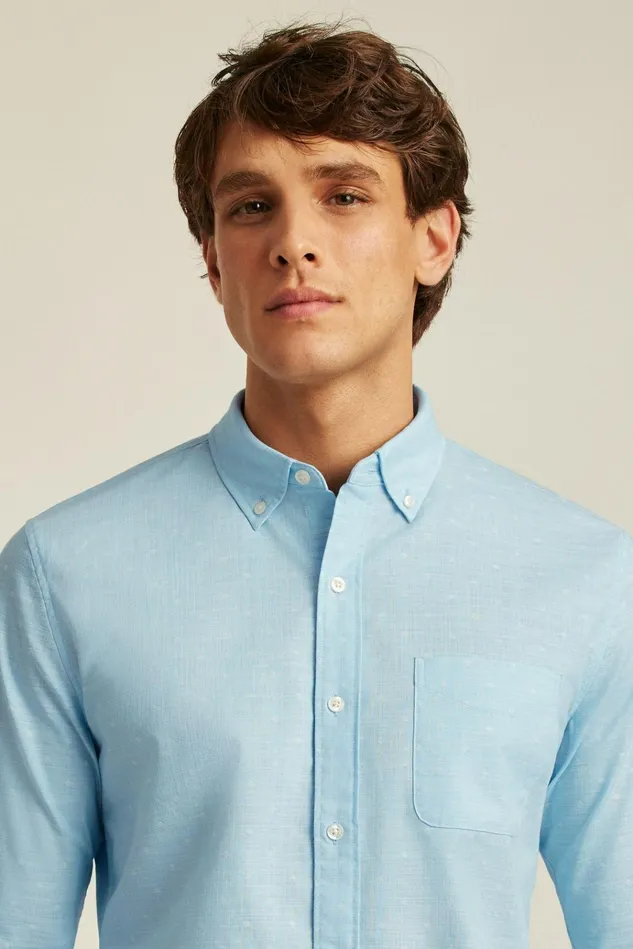 Men Business Casual Shirts Bonobos Everyday Shirt Blue Chambray Dobby Dot
