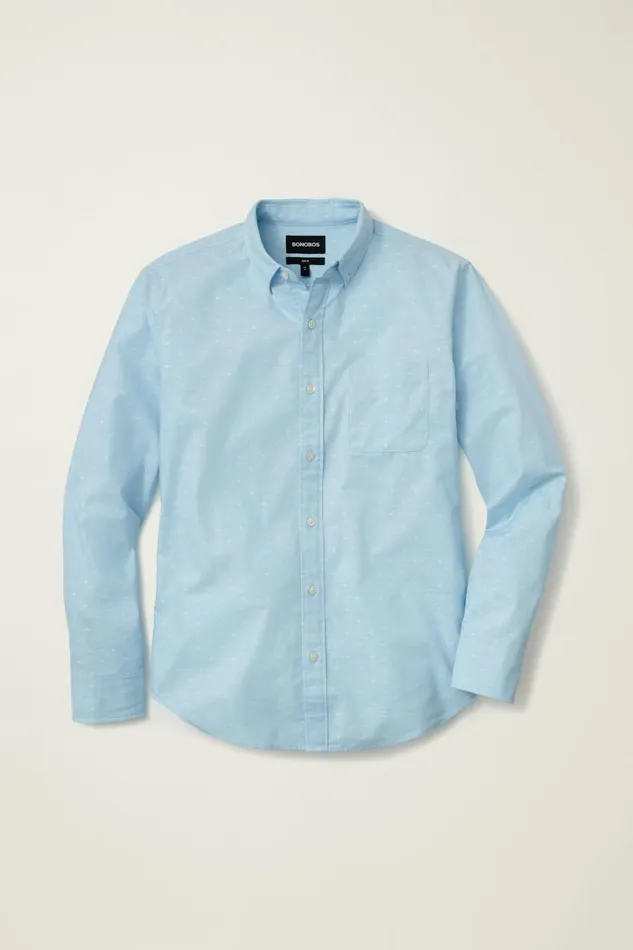 Men Business Casual Shirts Bonobos Everyday Shirt Blue Chambray Dobby Dot