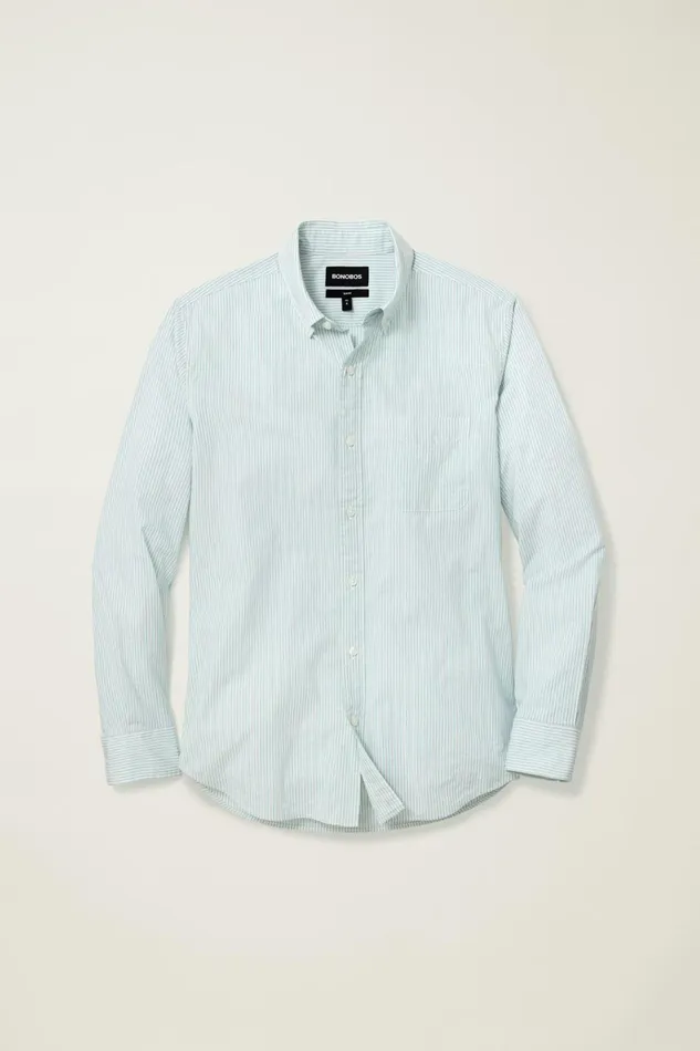 Men Business Casual Shirts Bonobos Everyday Shirt Blue Green Stripe