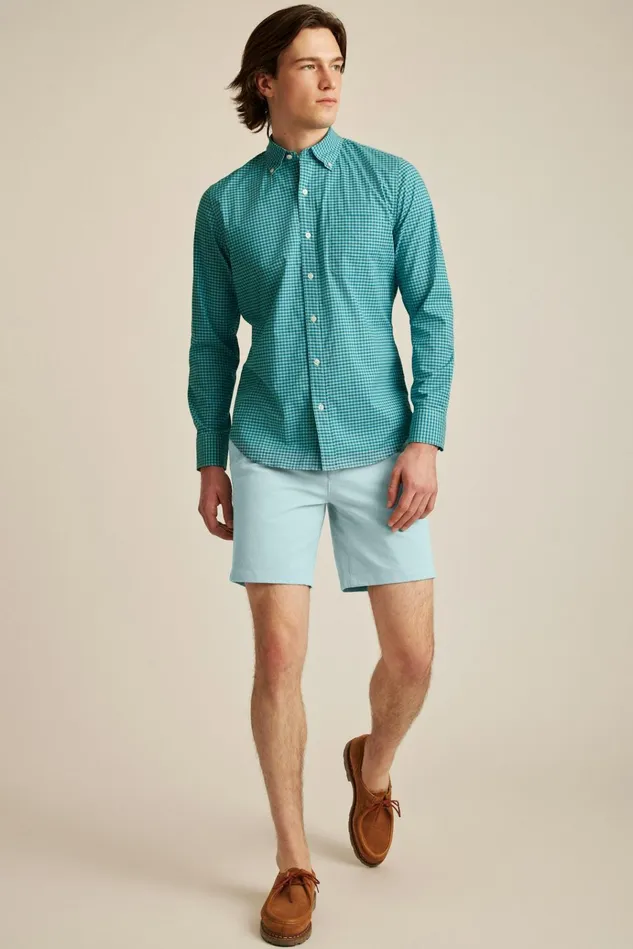 Men Business Casual Shirts Bonobos Everyday Shirt Blue Lagoon Mini Gingham