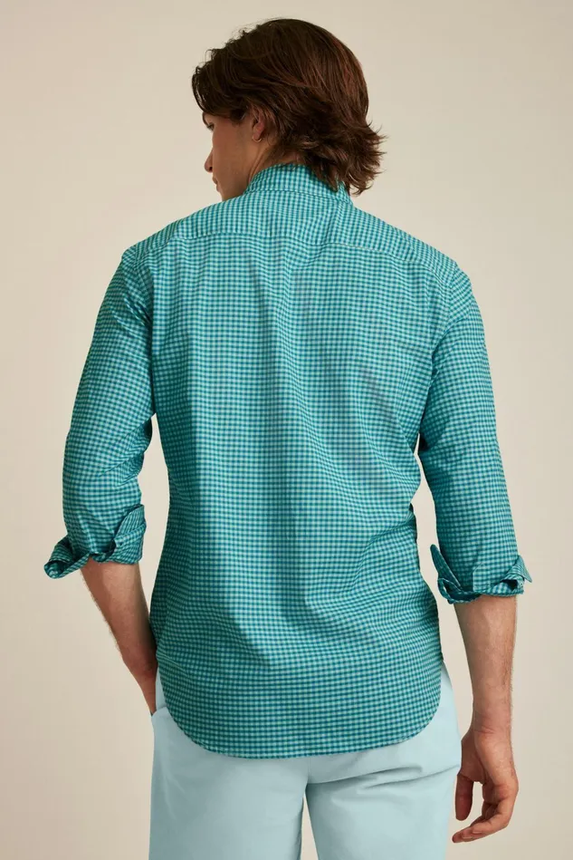Men Business Casual Shirts Bonobos Everyday Shirt Blue Lagoon Mini Gingham