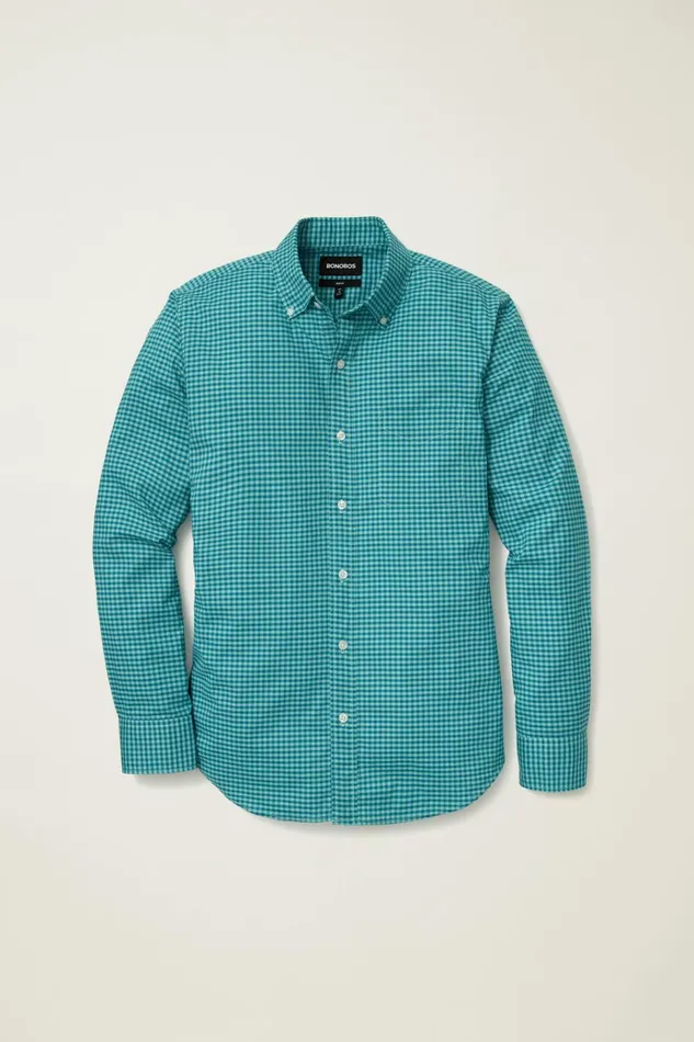 Men Business Casual Shirts Bonobos Everyday Shirt Blue Lagoon Mini Gingham