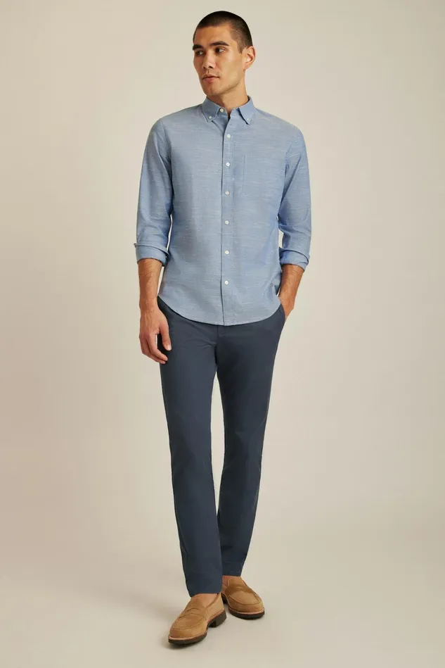 Men Business Casual Shirts Bonobos Everyday Shirt Blue Texture Slub