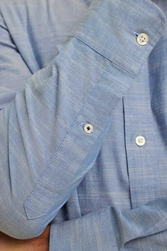 Men Business Casual Shirts Bonobos Everyday Shirt Blue Texture Slub