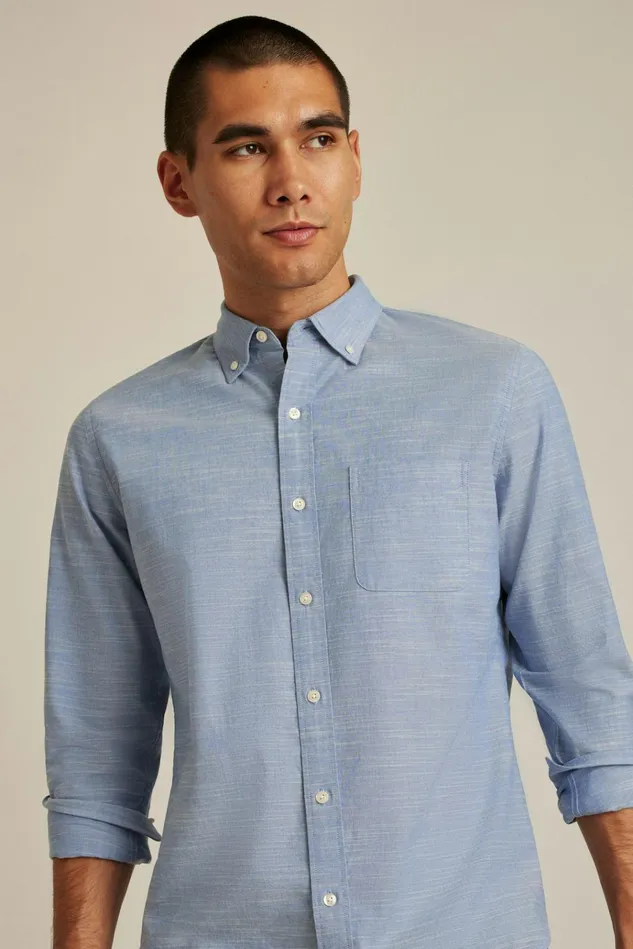 Men Business Casual Shirts Bonobos Everyday Shirt Blue Texture Slub
