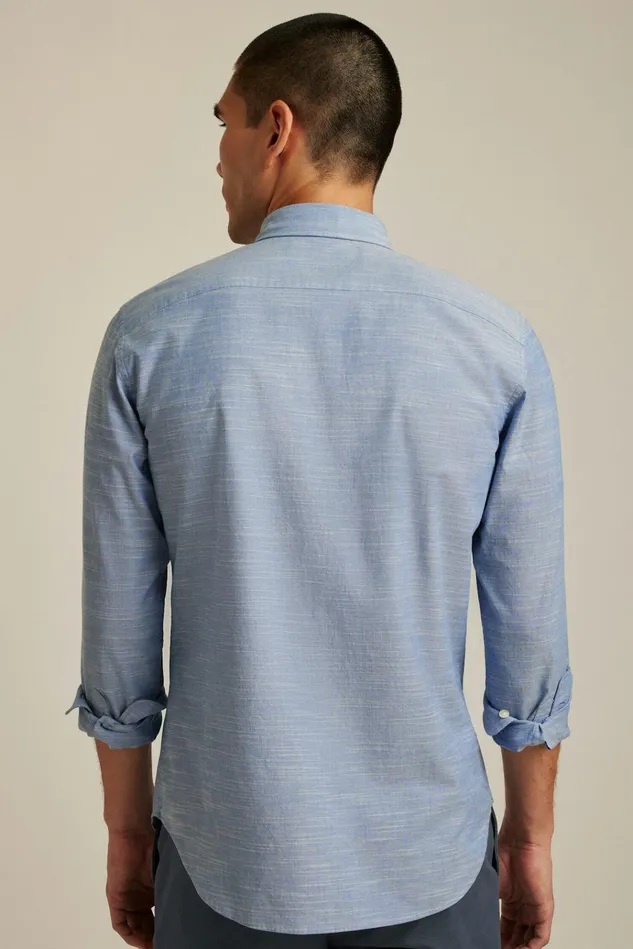 Men Business Casual Shirts Bonobos Everyday Shirt Blue Texture Slub