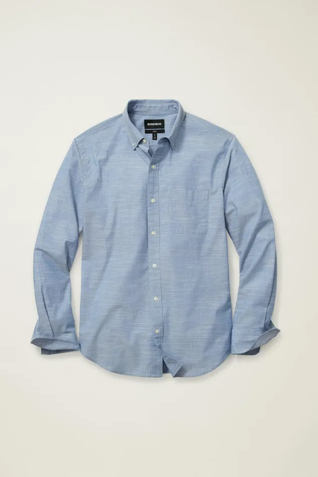Men Business Casual Shirts Bonobos Everyday Shirt Blue Texture Slub