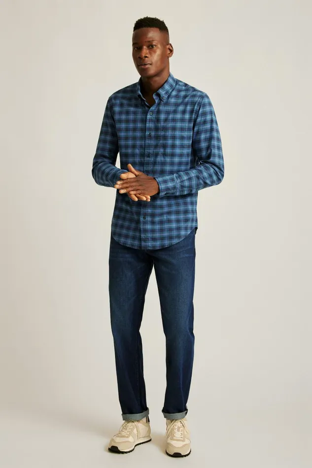 Men Business Casual Shirts Bonobos Everyday Shirt Bright Navy Plaid