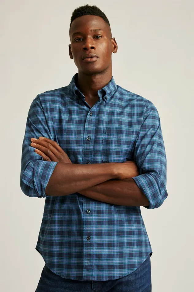 Men Business Casual Shirts Bonobos Everyday Shirt Bright Navy Plaid