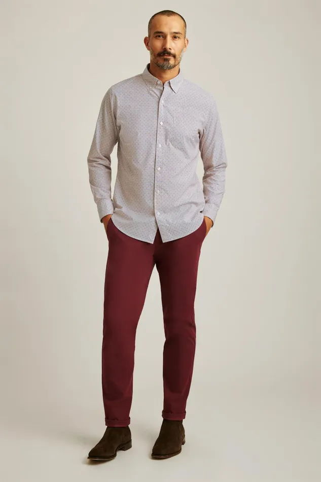 Men Business Casual Shirts Bonobos Everyday Shirt Burgundy Navy Dot