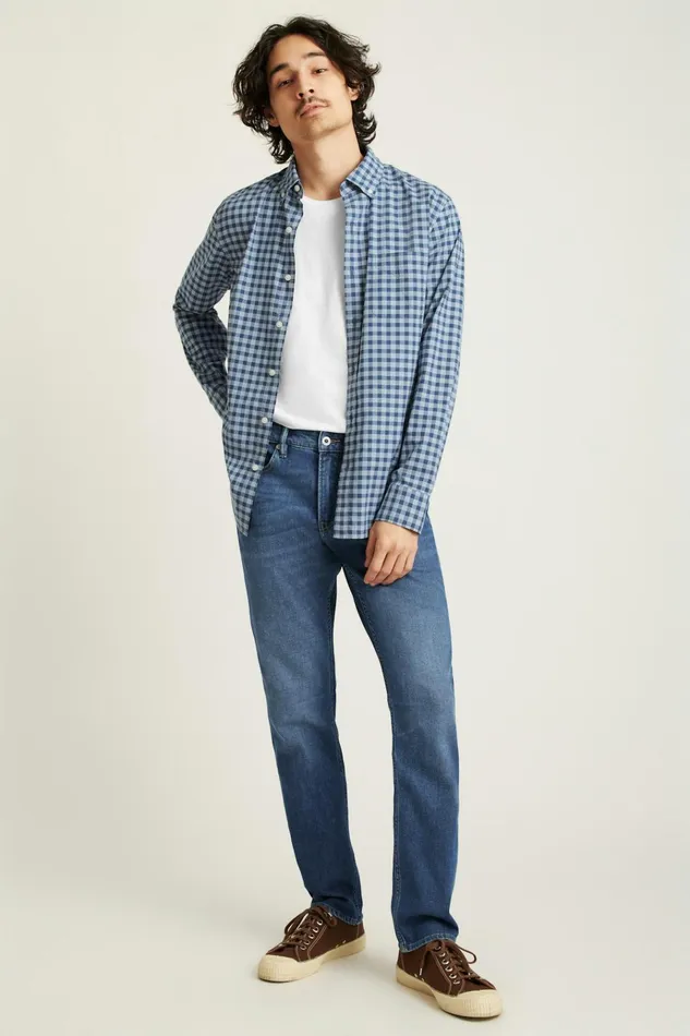 Men Business Casual Shirts Bonobos Everyday Shirt Denim Blue Gingham