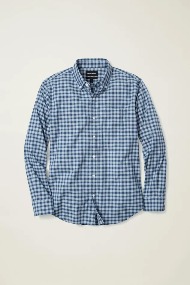 Men Business Casual Shirts Bonobos Everyday Shirt Denim Blue Gingham