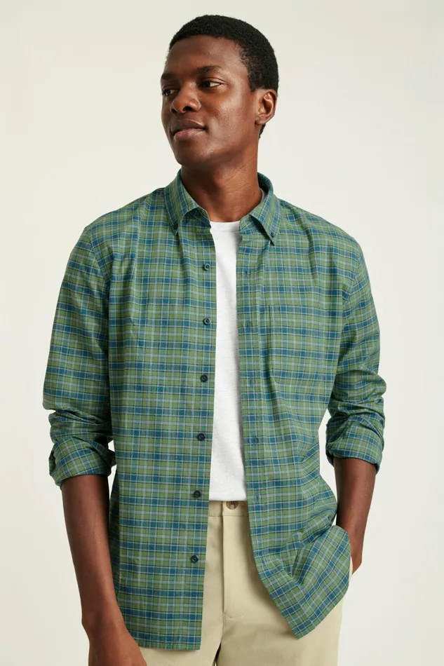 Men Business Casual Shirts Bonobos Everyday Shirt Forest Green Plaid
