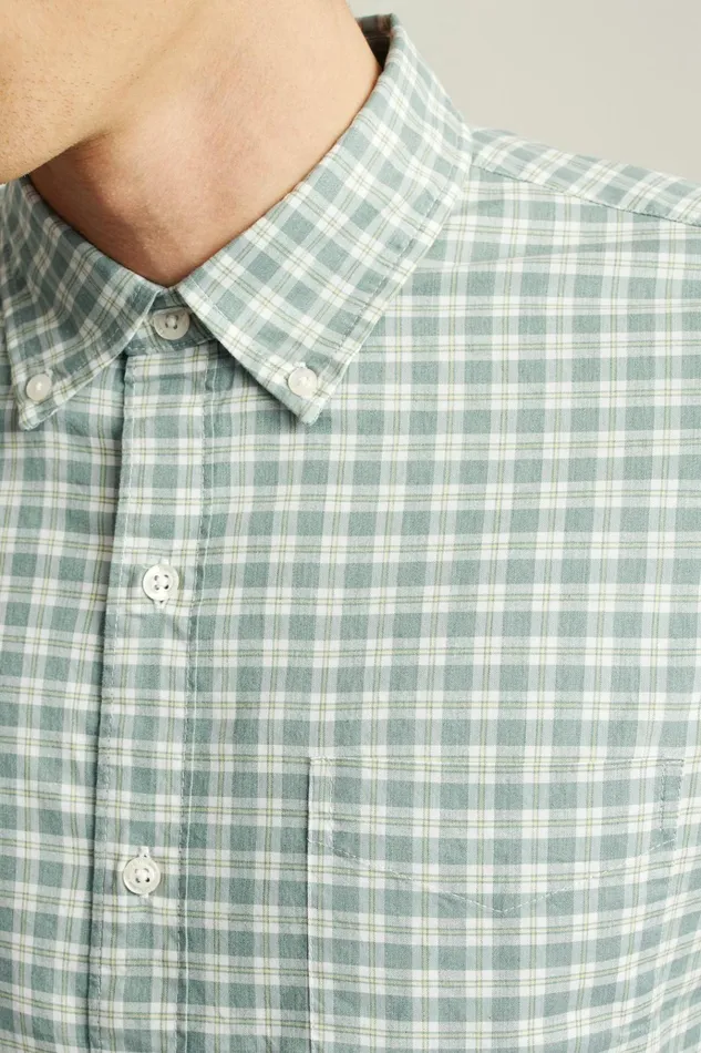 Men Business Casual Shirts Bonobos Everyday Shirt Heather Green Plaid