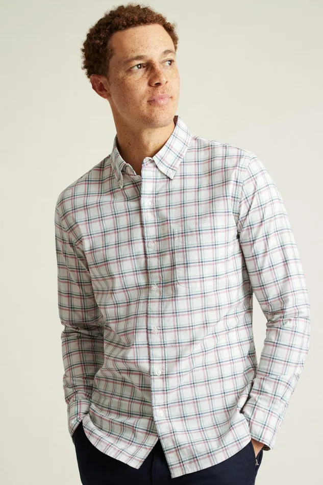 Men Business Casual Shirts Bonobos Everyday Shirt Heather Oatmeal Plaid