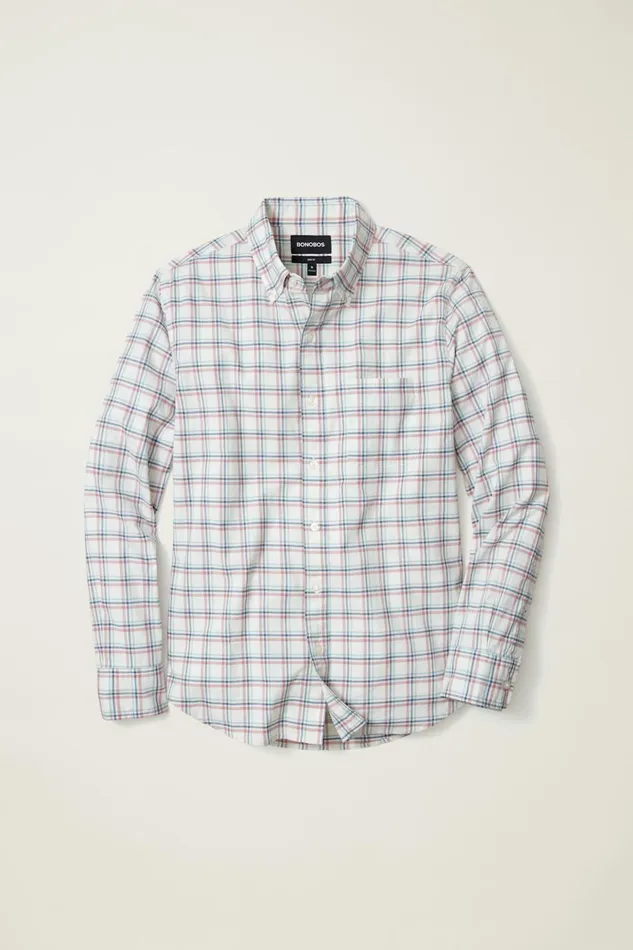Men Business Casual Shirts Bonobos Everyday Shirt Heather Oatmeal Plaid