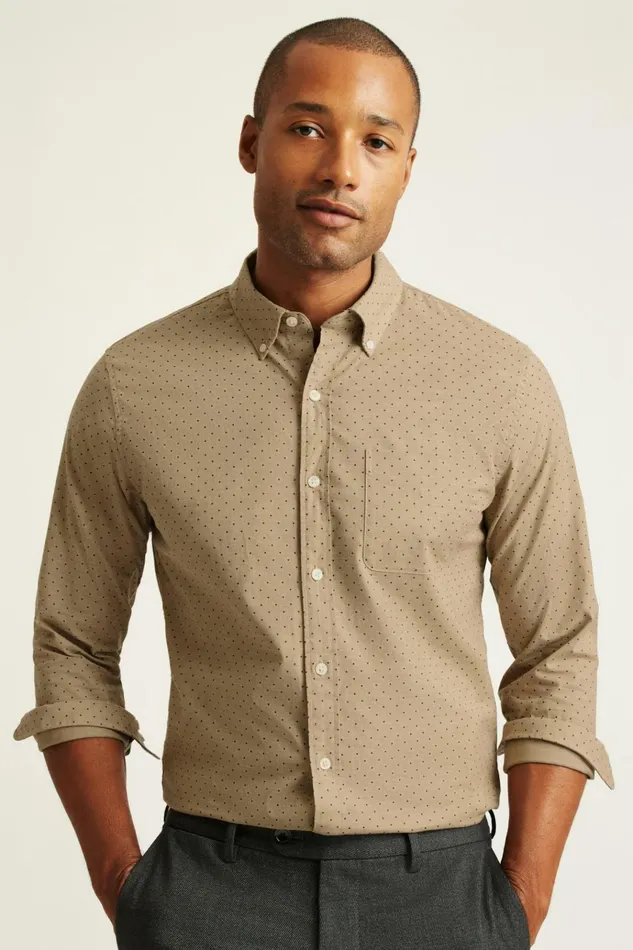 Men Business Casual Shirts Bonobos Everyday Shirt Khaki Dot