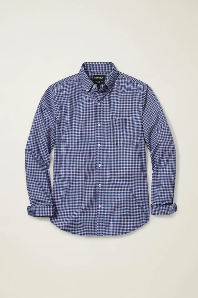 Men Business Casual Shirts Bonobos Everyday Shirt Lavender Frost Plaid