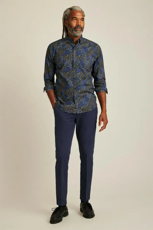 Men Business Casual Shirts Bonobos Everyday Shirt Navy Autumn Floral