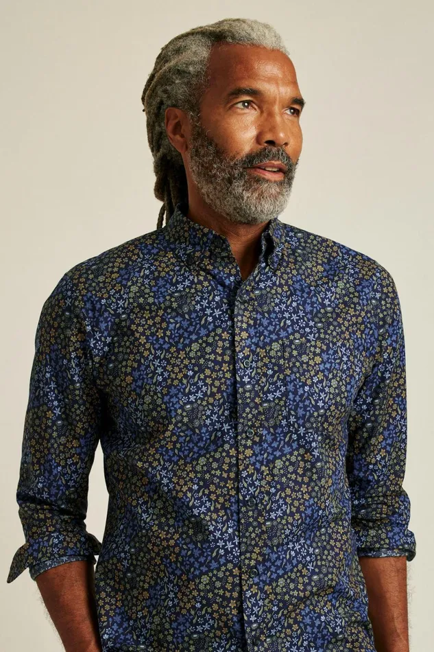 Men Business Casual Shirts Bonobos Everyday Shirt Navy Autumn Floral