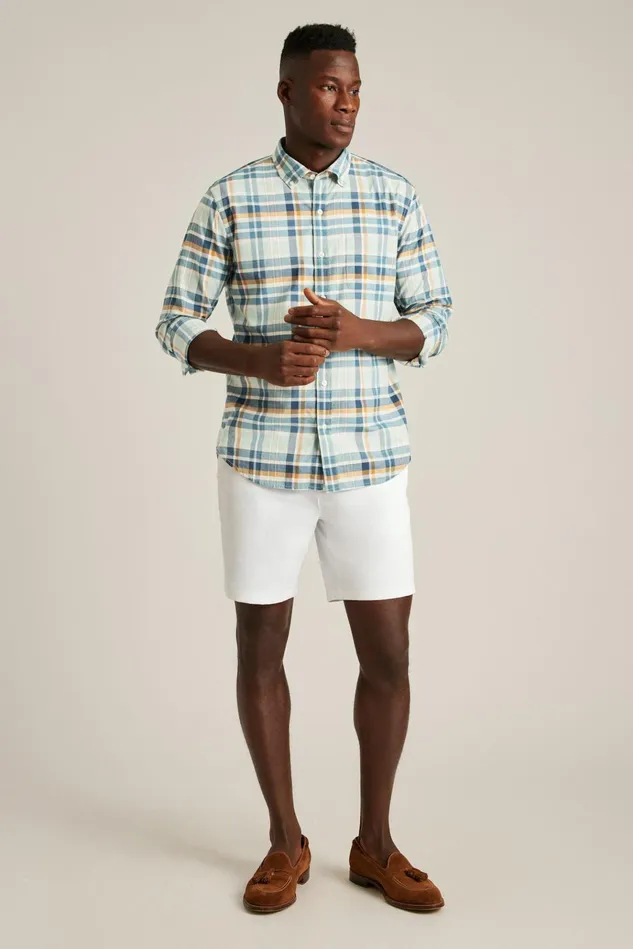 Men Business Casual Shirts Bonobos Everyday Shirt Navy Brown Providence Plaid