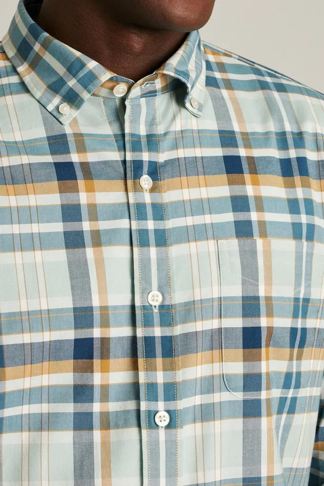Men Business Casual Shirts Bonobos Everyday Shirt Navy Brown Providence Plaid