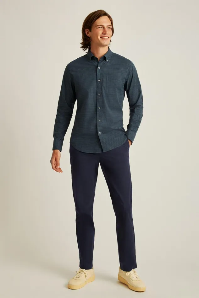 Men Business Casual Shirts Bonobos Everyday Shirt Navy Green Gingham
