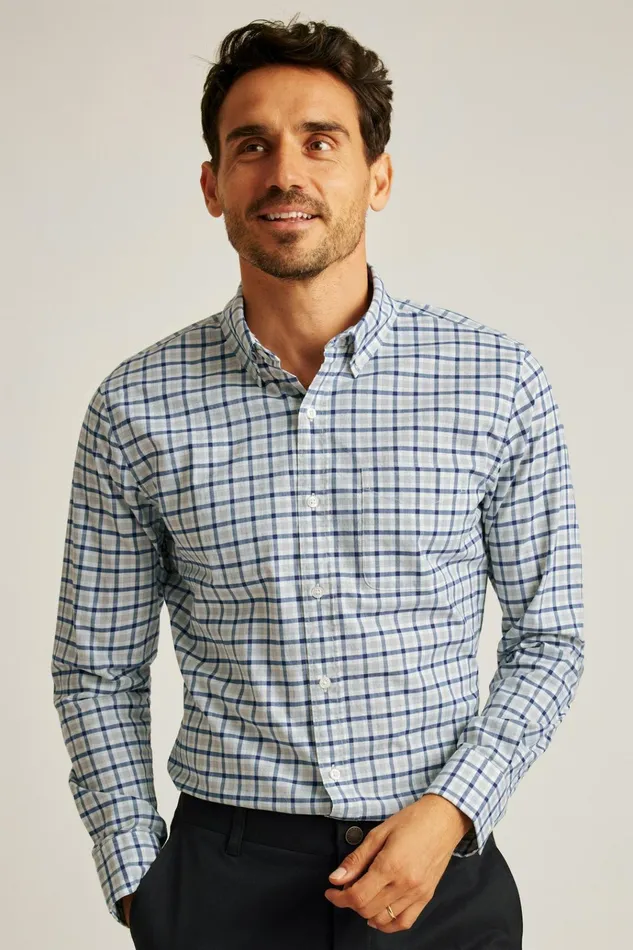 Men Business Casual Shirts Bonobos Everyday Shirt Navy Grey Plaid