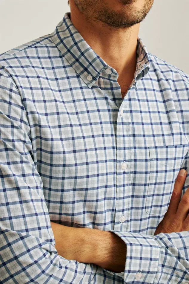 Men Business Casual Shirts Bonobos Everyday Shirt Navy Grey Plaid