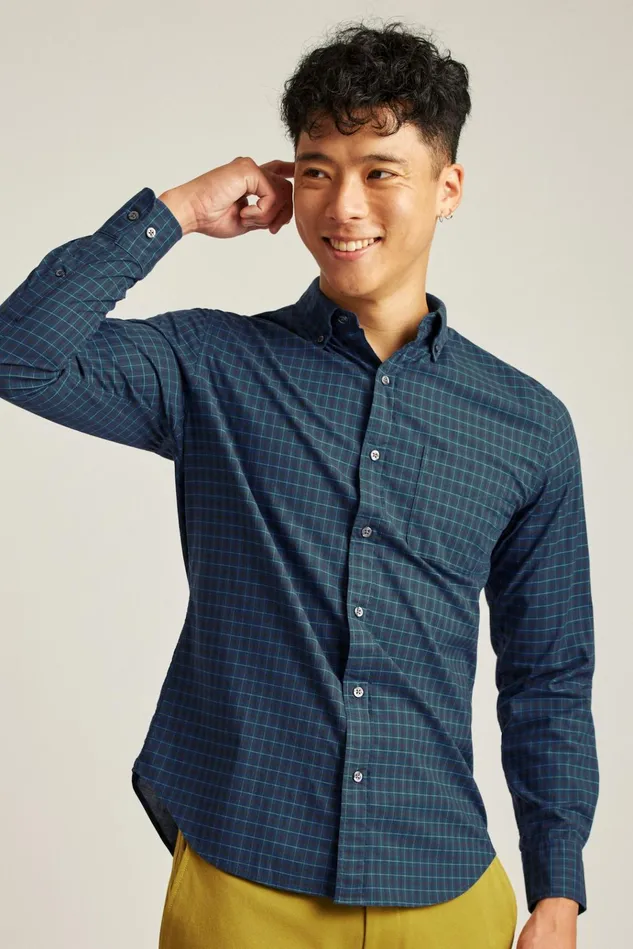 Men Business Casual Shirts Bonobos Everyday Shirt Navy Pine Plaid