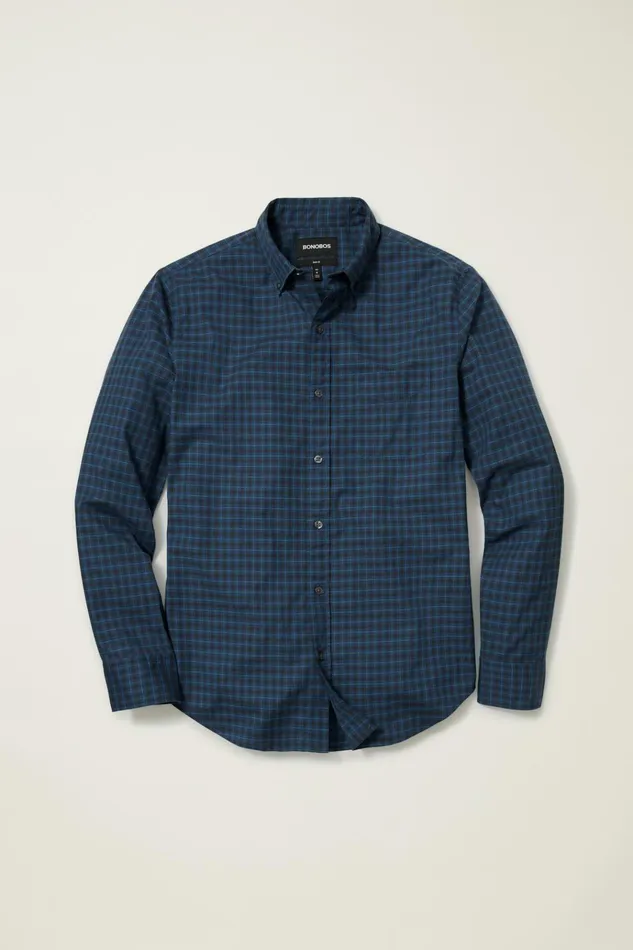 Men Business Casual Shirts Bonobos Everyday Shirt Navy Pine Plaid