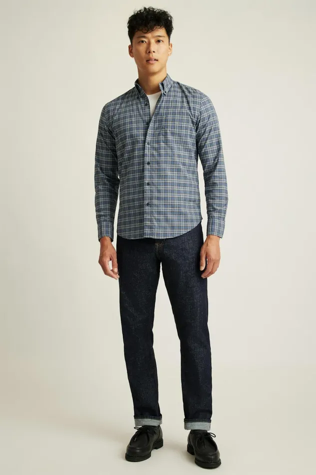 Men Business Casual Shirts Bonobos Everyday Shirt Navy Plaid