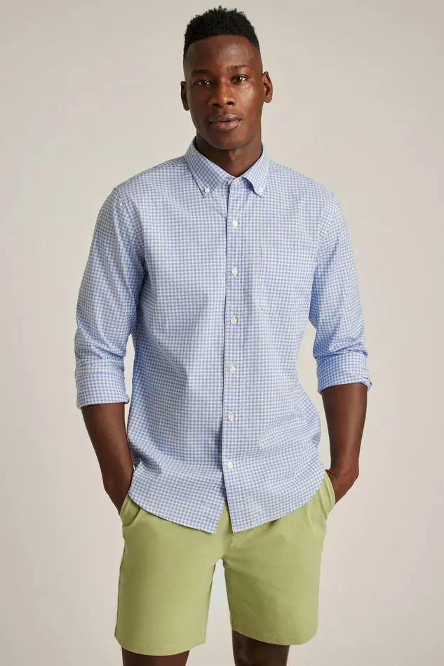 Men Business Casual Shirts Bonobos Everyday Shirt Navy Rose Gingham
