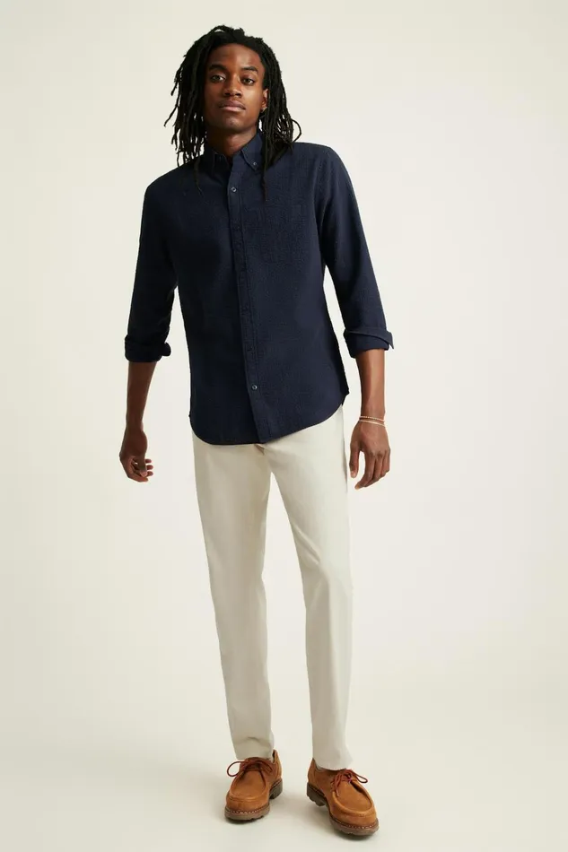 Men Business Casual Shirts Bonobos Everyday Shirt Navy Seersucker